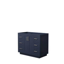 Miranda 42 Inch Single Bathroom Vanity in Dark Blue, No Countertop, No Sink, Brushed Nickel Trim