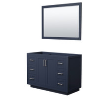 Miranda 48 Inch Single Bathroom Vanity in Dark Blue, No Countertop, No Sink, Brushed Nickel Trim, 46 Inch Mirror