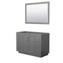 Miranda 48 Inch Single Bathroom Vanity in Dark Gray, No Countertop, No Sink, Brushed Gold Trim, 46 Inch Mirror