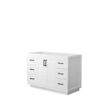 Miranda 48 Inch Single Bathroom Vanity in White, No Countertop, No Sink, Matte Black Trim