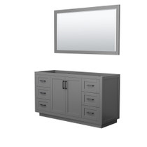 Miranda 60 Inch Single Bathroom Vanity in Dark Gray, No Countertop, No Sink, Matte Black Trim, 58 Inch Mirror