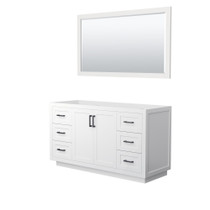 Miranda 60 Inch Single Bathroom Vanity in White, No Countertop, No Sink, Matte Black Trim, 58 Inch Mirror