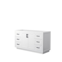 Miranda 60 Inch Single Bathroom Vanity in White, No Countertop, No Sink, Matte Black Trim