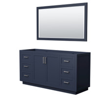 Miranda 66 Inch Single Bathroom Vanity in Dark Blue, No Countertop, No Sink, Brushed Nickel Trim, 58 Inch Mirror