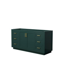 Miranda 66 Inch Single Bathroom Vanity in Green, No Countertop, No Sink, Brushed Gold Trim