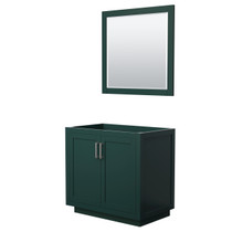 Miranda 36 Inch Single Bathroom Vanity in Green, No Countertop, No Sink, Brushed Nickel Trim, 34 Inch Mirror