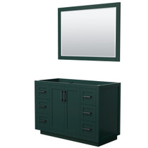 Miranda 48 Inch Single Bathroom Vanity in Green, No Countertop, No Sink, Matte Black Trim, 46 Inch Mirror