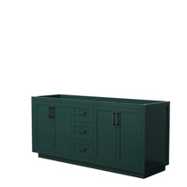 Miranda 72 Inch Double Bathroom Vanity in Green, No Countertop, No Sink, Matte Black Trim