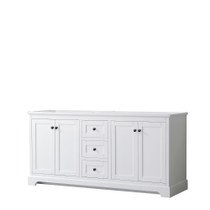 Avery 72 Inch Double Bathroom Vanity in White, No Countertop, No Sinks, Matte Black Trim