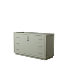 Icon 60 Inch Single Bathroom Vanity in Light Green, No Countertop, No Sink, Brushed Nickel Trim