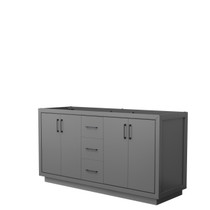 Icon 66 Inch Double Bathroom Vanity in Dark Gray, No Countertop, No Sink, Matte Black Trim