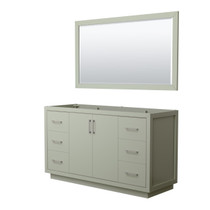 Icon 60 Inch Single Bathroom Vanity in Light Green, No Countertop, No Sink, Brushed Nickel Trim, 58 Inch Mirror