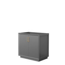 Strada 36 Inch Single Bathroom Vanity in Dark Gray, No Countertop, No Sink, Satin Bronze Trim