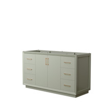 Strada 60 Inch Single Bathroom Vanity in Light Green, No Countertop, No Sink, Satin Bronze Trim