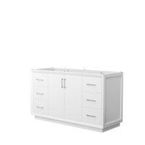 Strada 60 Inch Single Bathroom Vanity in White, No Countertop, No Sink, Brushed Nickel Trim