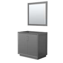 Strada 36 Inch Single Bathroom Vanity in Dark Gray, No Countertop, No Sink, Brushed Nickel Trim, 34 Inch Mirror