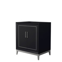 Marlena 30 Inch Single Bathroom Vanity in Black, No Countertop, No Sink, Brushed Nickel Trim