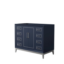 Marlena 42 Inch Single Bathroom Vanity in Dark Blue, No Countertop, No Sink, Brushed Nickel Trim