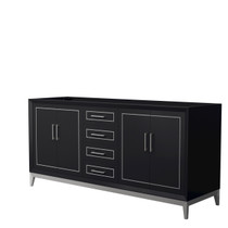 Marlena 72 Inch Double Bathroom Vanity in Black, No Countertop, No Sink, Brushed Nickel Trim