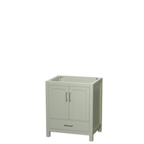 Sheffield 30 inch Single Bathroom Vanity in Light Green, No Countertop, No Sink, Brushed Nickel Trim