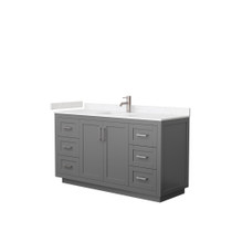 Miranda 60 Inch Single Bathroom Vanity in Dark Gray, Carrara Cultured Marble Countertop, Undermount Square Sink, Brushed Nickel Trim