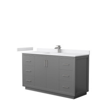 Icon 60 Inch Single Bathroom Vanity in Dark Gray, White Cultured Marble Countertop, Undermount Square Sink, Brushed Nickel Trim