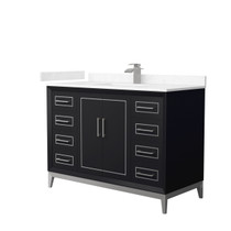 Marlena 48 Inch Single Bathroom Vanity in Black, Carrara Cultured Marble Countertop, Undermount Square Sink, Brushed Nickel Trim