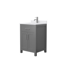 Beckett 24 Inch Single Bathroom Vanity in Dark Gray, White Cultured Marble Countertop, Undermount Square Sink, Brushed Nickel Trim