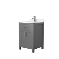 Beckett 24 Inch Single Bathroom Vanity in Dark Gray, Carrara Cultured Marble Countertop, Undermount Square Sink, Brushed Nickel Trim