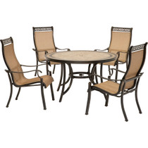 Monaco5pc: 4 Sling Dining Chairs, 51" Round Tile Top Table