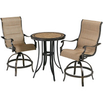 Monaco3pc: 2 Padded Swivel Counter Hght Chairs, 30" Round Tile Tbl