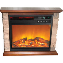 3-element Small Square Infrared Fireplace with Faux Stone Accent