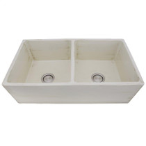 Nantucket Sinks Double Bowl Farmhouse Fireclay Sink with Shabby Straw Finish