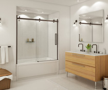 Halo 56 ½-59 x 59 in. 8 mm Sliding Tub Door for Alcove Installation with Clear glass in Dark Bronze