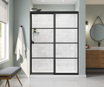 Incognito 76 Shaker 56-59 x 76 in. 8mm Bypass Shower Door for Alcove Installation with Shaker glass in Matte Black