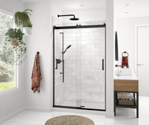 Revelation Round 44-47 in. x 70 ½-73 in. 6 mm Bypass Shower Door for Alcove Installation with Clear glass in Matte Black