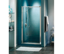 Pivolok 25-26 ¾ x 64 ½ in. Pivot Shower Door for Alcove Installation with Clear glass in Chrome