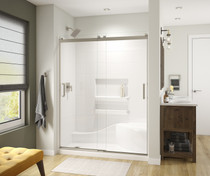 Revelation Square 56-59 x 70 ½-73 in. 8mm Bypass Shower Door for Alcove Installation with Clear glass in Brushed Nickel