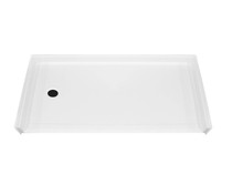 MX QSI-6030-BF 1 in. AcrylX Alcove Shower Base with Left-Hand Drain in White