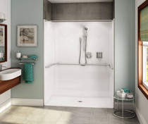 OPS-6030 ADA Compliant (without Seat) AcrylX Alcove Center Drain One-Piece Shower in White