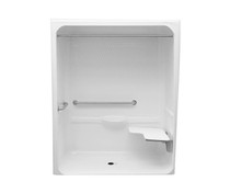 MX QSI-6430-BF 0.875 in. Acrylic Alcove Center Drain One-Piece Shower in White