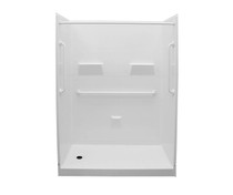 MX QSI-6030-SH 4 in. AcrylX Alcove Right-Hand Drain Five-Piece Shower in White