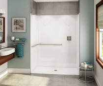 OPS-6030-RS - ADA L-Bar AcrylX Alcove Center Drain One-Piece Shower in White