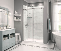 Zone Square Base 48 x 32 Acrylic Alcove or Corner Shower Base with Center Drain in White