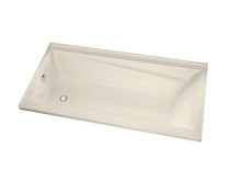 New Town 6032 IF Acrylic Alcove Right-Hand Drain 10 Microjets Bathtub in Bone