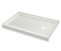 B3Round 6032 Acrylic Alcove Shower Base in White with Anti-slip Bottom with Left-Hand Drain