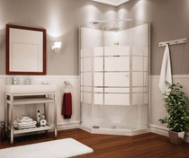 Begonia Soho 36 x 36 Polystyrene Center Drain Shower Kit in White with Soho glass  in Chrome