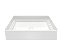 VP3232CPAN Solid Surface Alcove Shower Pan with Center Drain in White