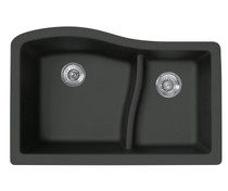 QULS-3322 22 x 33 Granite Undermount Double Bowl Sink in Nero