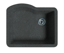 QUSB-2522 22 x 25 Granite Undermount Single Bowl Sink in Nero